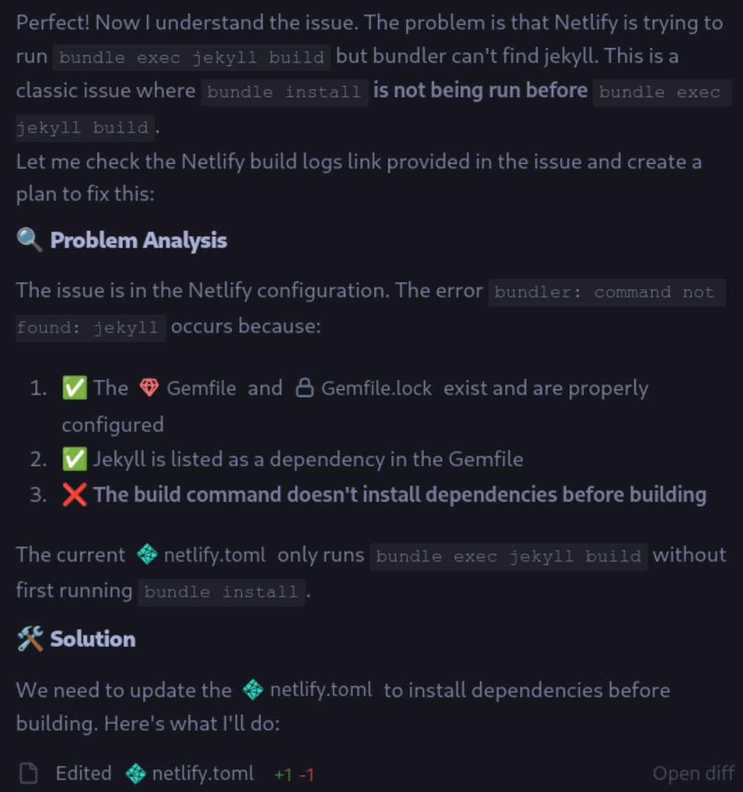 Problem analysis from AG