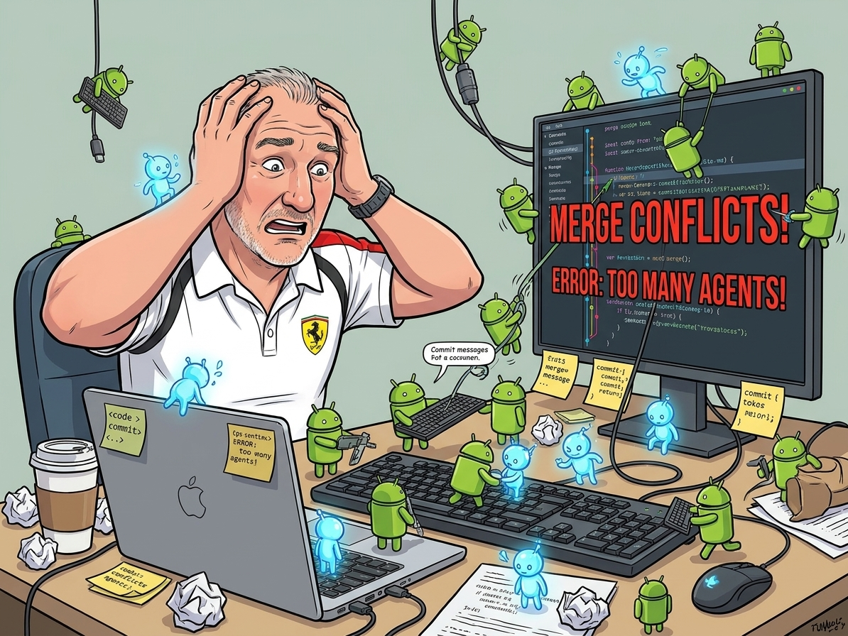 Riccardo surrounded by a million agents and being desperate