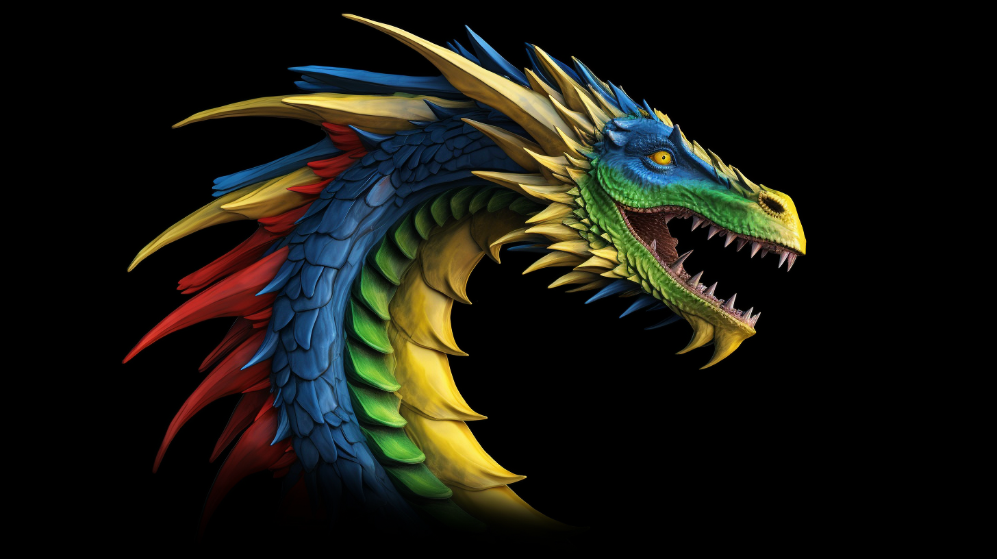 palladius_yellow_green_blue_red_striped_dragon_hyper_realistic__f512debf-a736-49fa-9e93-0a1ee63c3faf